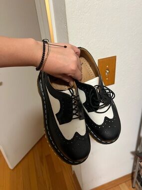 Dr. Martens Black and White Wingtip Oxford Shoes